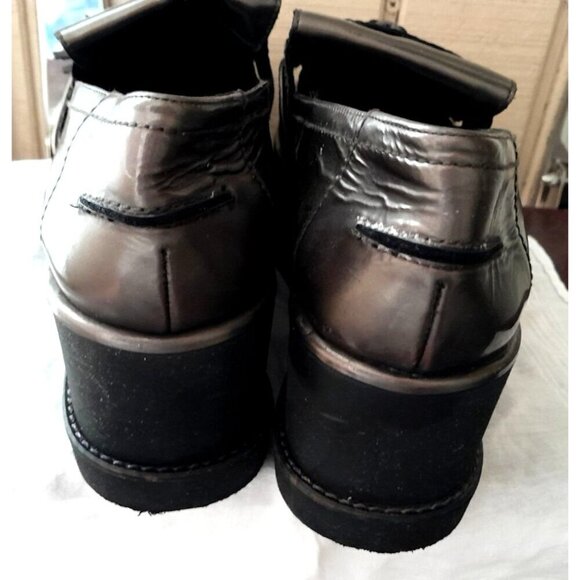 Stuart Weitzman Size 9.5M Y2K Platform Chunky Metallic Gold Loafer Shoes - Picture 11 of 11